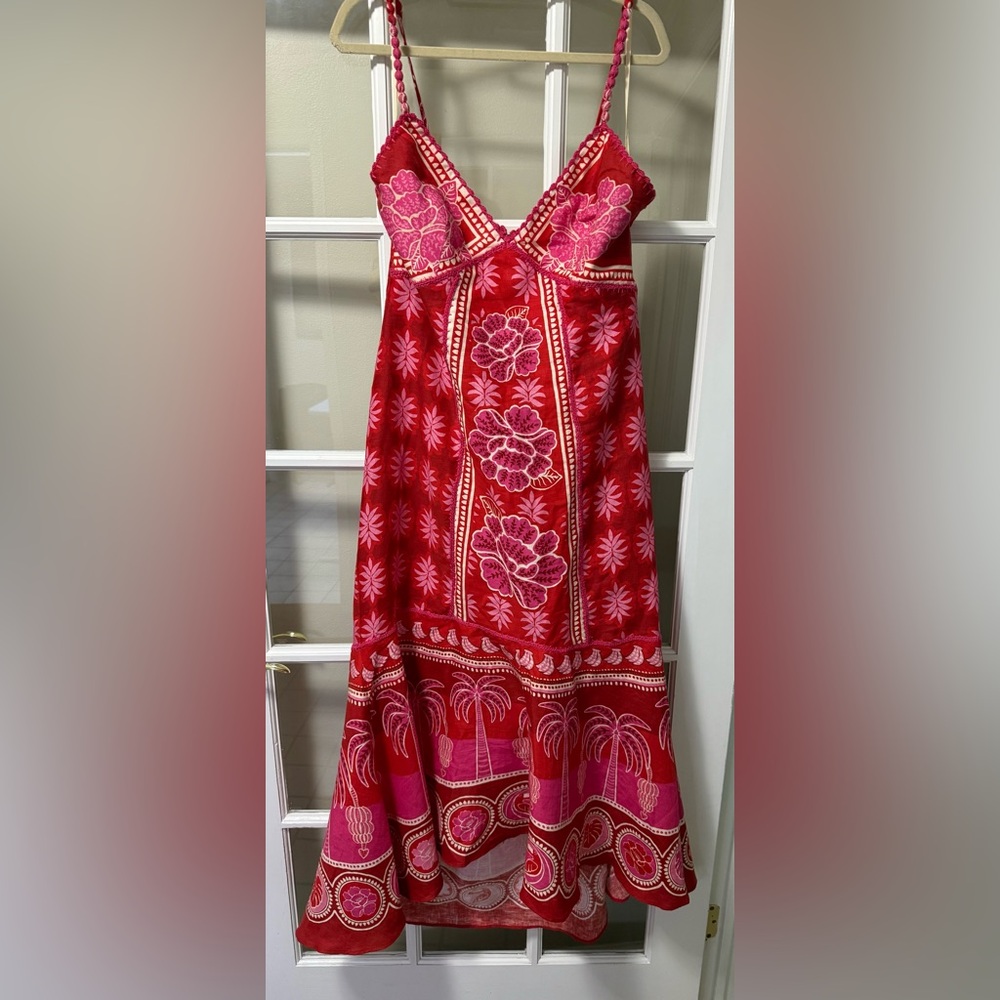 FARM Rio Red Ruffled Tiered Sundress
